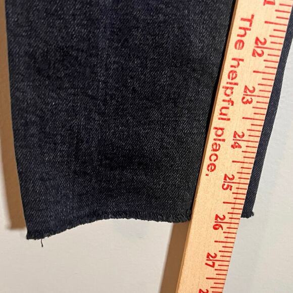 RE/DONE 90's High Rise Ankle Crop Jean Faded Black Stretch Denim Size 28 Raw Hem - Picture 9 of 12